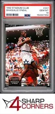 This is a picture showing 1992 STADIUM CLUB #247 SHAQUILLE O'NEAL RC MAGIC HOF PSA 10