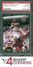 This is a picture showing 1992 STADIUM CLUB #247 SHAQUILLE O'NEAL RC MAGIC HOF PSA 10