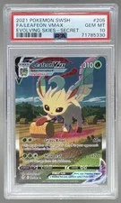 This is a picture showing Leafeon VMAX 2021 Pokemon Sword & Shield Evolving Skies #205 PSA 10