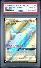 This is a picture showing 2019 Pokemon Sun & Moon FA/Latias & Latios GX Team Up #169 PSA 10