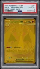This is a picture showing Pokemon Mega Charizard Y EX Ascended Heroes 294 Hyper Rare PSA 10