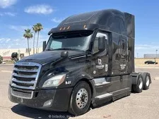This is a picture showing 2022 Freightliner Cascadia 126 TA Sleeper Semi Truck Tractor Detroit A/T bidadoo