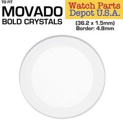 Generic Movado Bold Crystal Diam. 36.2mm, Thickness: 1.5mm, Silver Border: 4.8mm