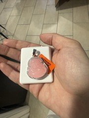 Genuine Pink Jade With 1.50 Ctw Moissanite And Sterling Silver Pendant