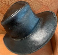 Genuine Steer Hide BC Australia Leading Leather Handmade Hat Black size M