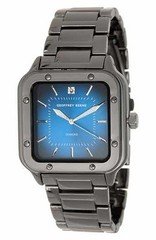 Geoffrey Beene Men's Blue Dial Square Gray Metal Bracelet Analog Quartz Watch