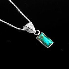 Geometric Labradorite Pendant 925 Sterling Silver Blue Flash Crystal 2747