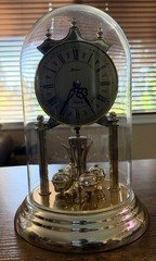 German-made Loricron Quartz Battery Dome Anniversary Clock Floral Face