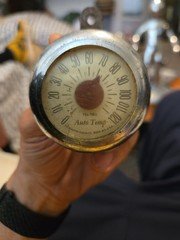 Germanow-Simon Co. Tel-Tru Auto Temp Chrome Vintage Car Thermometer