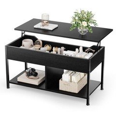 Gianna 39in Lift Top Coffee Table with Storage Black Free Shipping