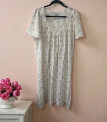 GILLIGAN O'MALLEY Floral Night Gown Light Weight Short Sleeve SIZE Large 16-18
