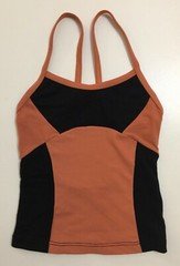 Girls Soft Burnt Orange & Black Dance Top NWOT Sz: IC 6x-7   -see measurements-