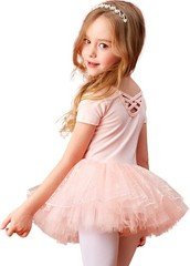 Girls Toddler Ballet Tutu Leotard Ballerina Dress Outfit Short Sleeve Dance S...