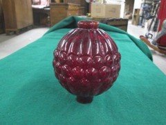 Glass Ruby Red Lightning Rod Ball Embossed Bubble Pattern Old Barn Farm