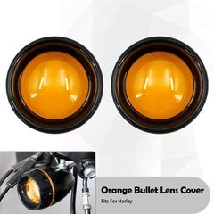 Gloss Black Bullet Turn Signal Light Amber Lens Cover Cap For Harley Dyna FXD