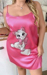 Glossy Hot Pink Satin Kitty Babydoll Cami Nightdress Dress Nightgown 4XL NEW