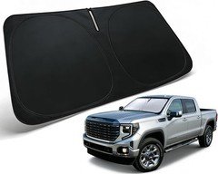 GMC Sierra 1500 2500 3500 Windshield Sun Shade (2019-2026) - Silver-Black by PAI