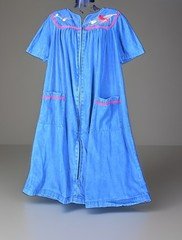 Go Softly CARDINAL Chambray Patio Dress Robe Lounge Housecoat Pockets Zip Sz M