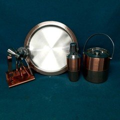 Godinger 9pc Hammered Copper Finish Stainless Steel Bar Tools + Tray Set