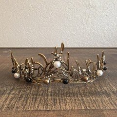 Gold Branch Crown with Pearls and Rhinestones Adult Unisex Costume Tiara