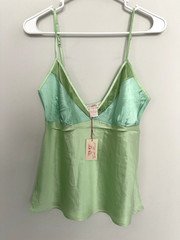 Gold Hawk 100% Silk Two Tone Cami Tank Sherbet Lime Green S NWT $135