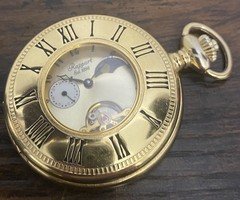 Gold Plated Rapport Of London Half Hunter Mechanical Pocket Watch. Working.