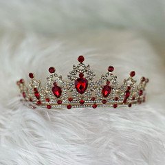 Gold Rhinestone Princess Tiara Crown Headpiece, Assorted Colors, One Size