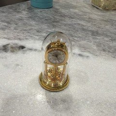 Gold Tone Anniversary/Torsion Analog Desk/Mantel Clock Arabic Numerals Dome