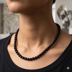 Golden Obsidian Gemstone Round 8 mm Smooth Beads 15.5" Stretchable Necklace