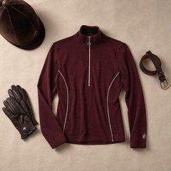 Goode Rider Equestrian Maroon L Sleeve1/2 Zip Jacket W/ Silver Details. Ladies L