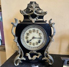 Gorgeous cast iron black mantel clock