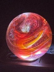 Greiner?? Antique German??Handmade Marble Beautiful Colors Red Orange large Size