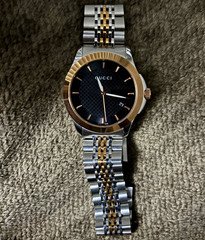 Gucci 126.4 Black Dial Two-Tone Steel Bracelet Quartz Date 40mm 50m