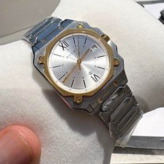 Gucci 1600L 27mm Silver Sunburst Dial Two-Tone SS Bracelet Quartz Date 30m
