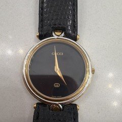 Gucci 4500M Women’s Dress Quartz Swiss Made Black Dial Gold Leather Strap 30m