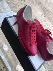 Gucci Ace Interlocking G Hibiscus Red Leather Low Top Lace Up Sneakers 599147 Gucci Ace Interlocking G Hibiscus Red Leather Low Top Lace Up Sneakers 599147