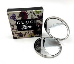 Gucci Cosmetic  Monogram Embossed Compact Double Face Pocket Mirror ~ Silver