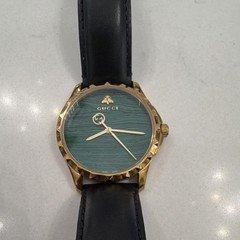 Gucci G-Timeless unisex Dress Quartz 36mm Green Dial Gold Case Black Strap