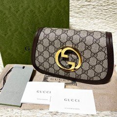 GUCCI Mini Blondie Waist Pouch GG Supreme Clutch Bag Small Item Holder PVC Leath