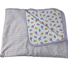 Gymboree Blanket Vintage Stripe Reversible Cotton Giraffe Elephant Lion 2002 Y2K
