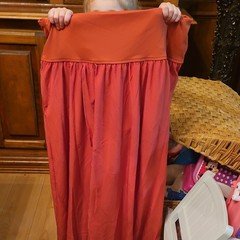 Habara Women's Orange Solid Pull-On Maxi Long Skirt Size S Stretch Jersey