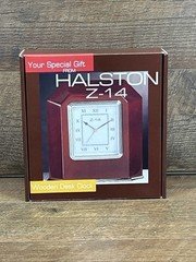  Halston Desk Clock Z-14 Wooden Gift Desk Clock-vintage