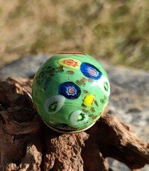HAND MADE, BEAUTIFUL GREEN MILLEFIORI CANDY STYLE🍬, 25MM GLASS MARBLE