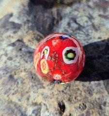 HAND MADE, BEAUTIFUL RED MILLEFIORI CANDY STYLE🍬, 25MM GLASS MARBLE