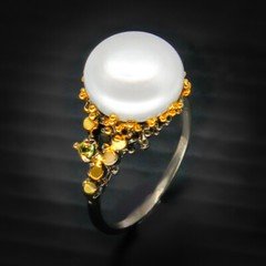 Handmade Jewelry Gift Natural  Pearl 925 Sterling  Silver ring / RVS47