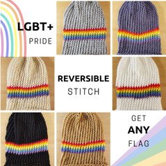 Handmade Reversible Summer Knitted Subtle Pride Beanie Hat (LGBTQ+ Pride)