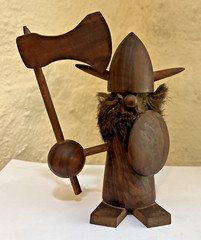 Hans Bolling Viking Figure Solid Wood MCM Denmark Figure Sculpture Danish Retro