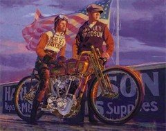 Harley Davidson Artwork Lithograph "Great Doings" Painting by Tom Fritz
