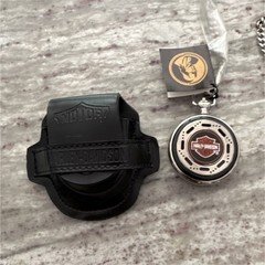 Harley-Davidson Full Hunter Quartz Pocket Watch w/ Chain Black Dial Metal Case