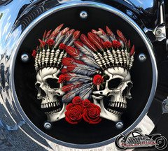 HARLEY DAVIDSON TWIN CAM DERBY CLUTCH COVER FITS 1999-2018 Indian Skulls Roses